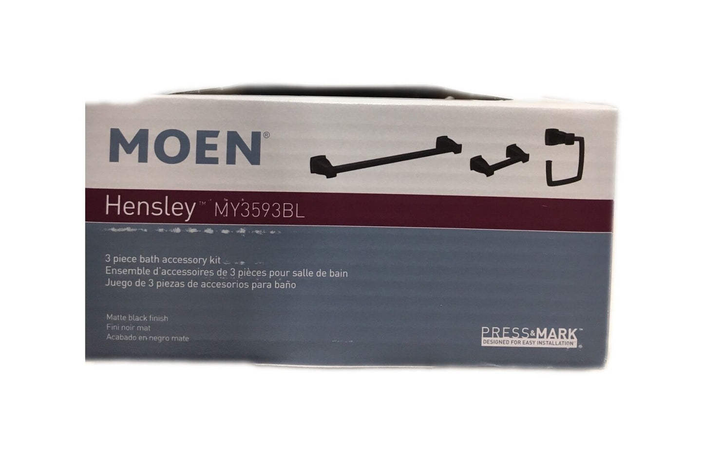 MOEN Hensley Press and Mark 3-Piece Bath Hardware Set Matte Black