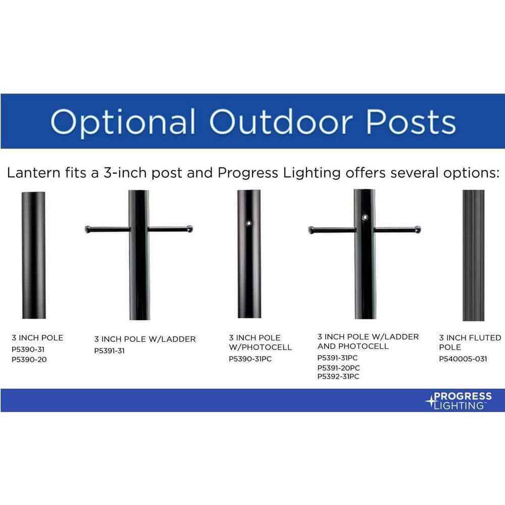 Progress Lighting Grandbury Textured Black Clear Glass Outdoor Post Light