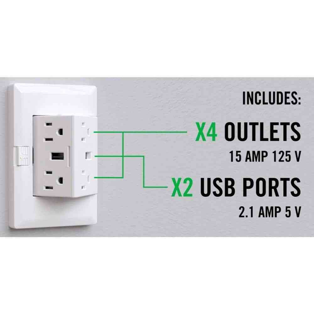 theOUTlet USB - 15 Amp 125 Volt Permanent Outlet Extende