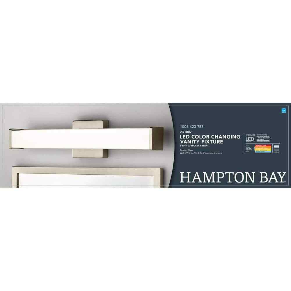 Hampton Bay Astrid 24 in. Brushed Nickel 5-CCT LED Bathroom Vanity Light Bar