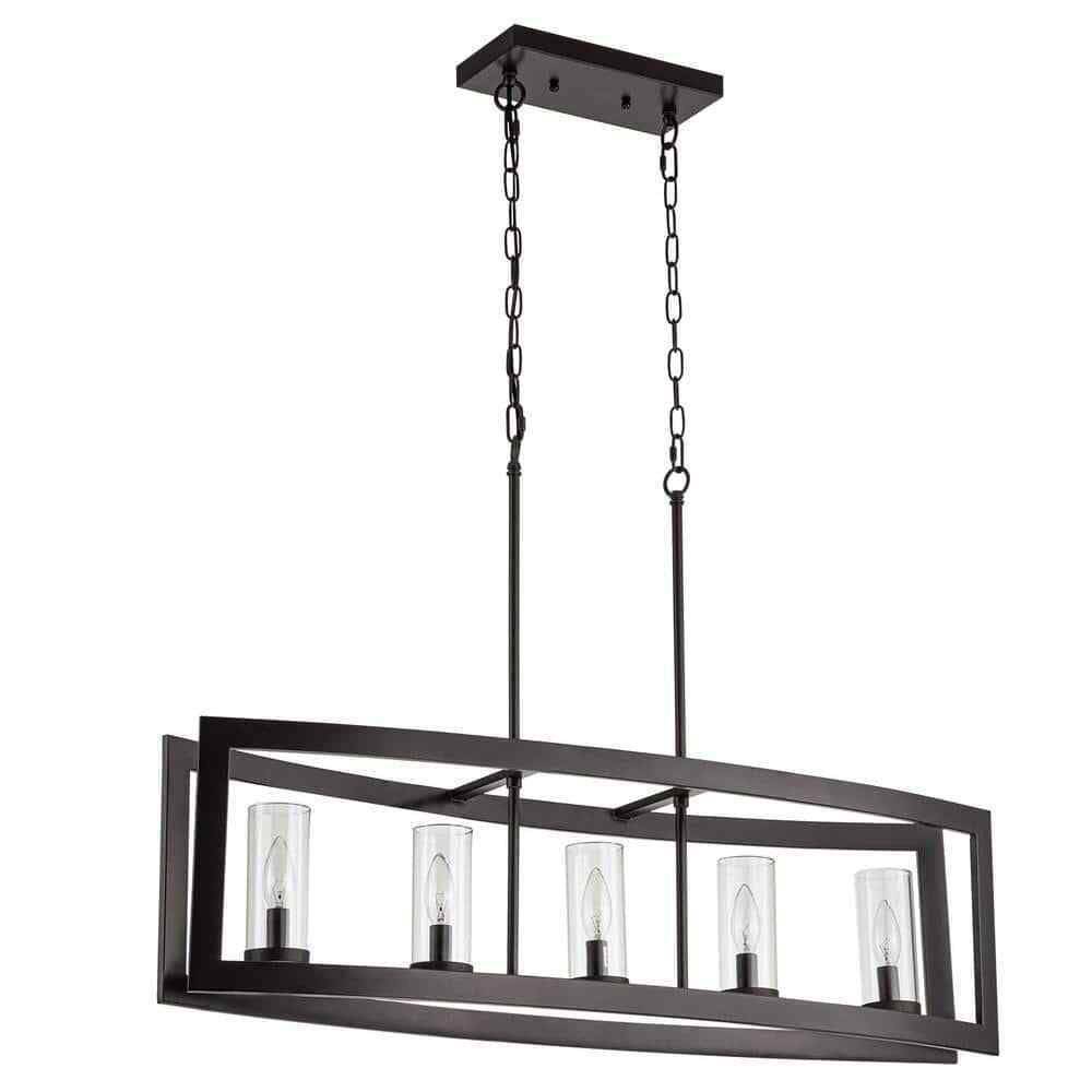 RRTYO Sylvette 5-Light Oil Rubbed Bronze Kitchen Curved Island Chandelier