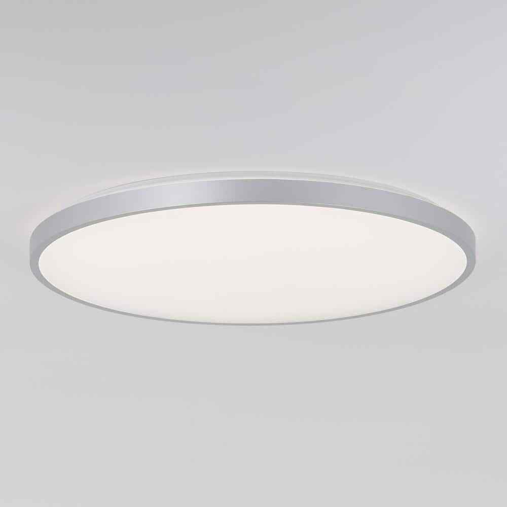 Artika Europa 21 in. Modern Silver LED 3 CCT Flush Mount Ceiling Light Fixture