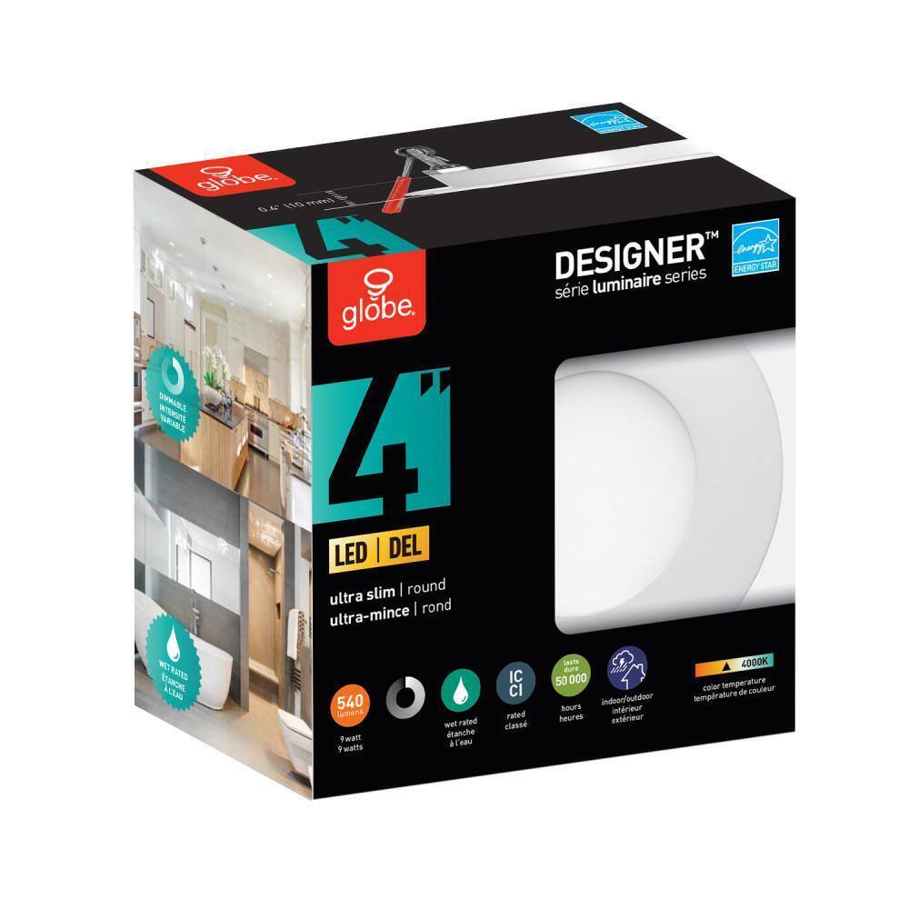 Globe Electric Ultra Slim Series 4 in. White Integrated LED Recessed Kit