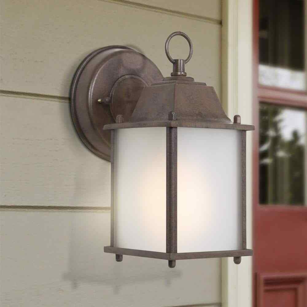 Yosemite Home Decor Tara Collection 1-Light Brown Outdoor Wall Lantern Sconce