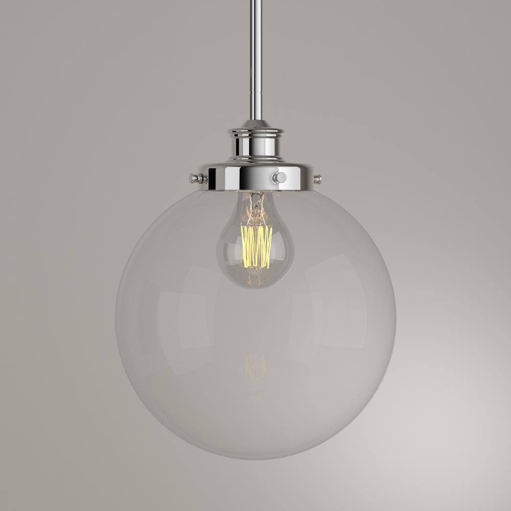 Progress Lighting Penn 9-3/4" 1-Light Polished Nickel Clear Glass Pendant Light