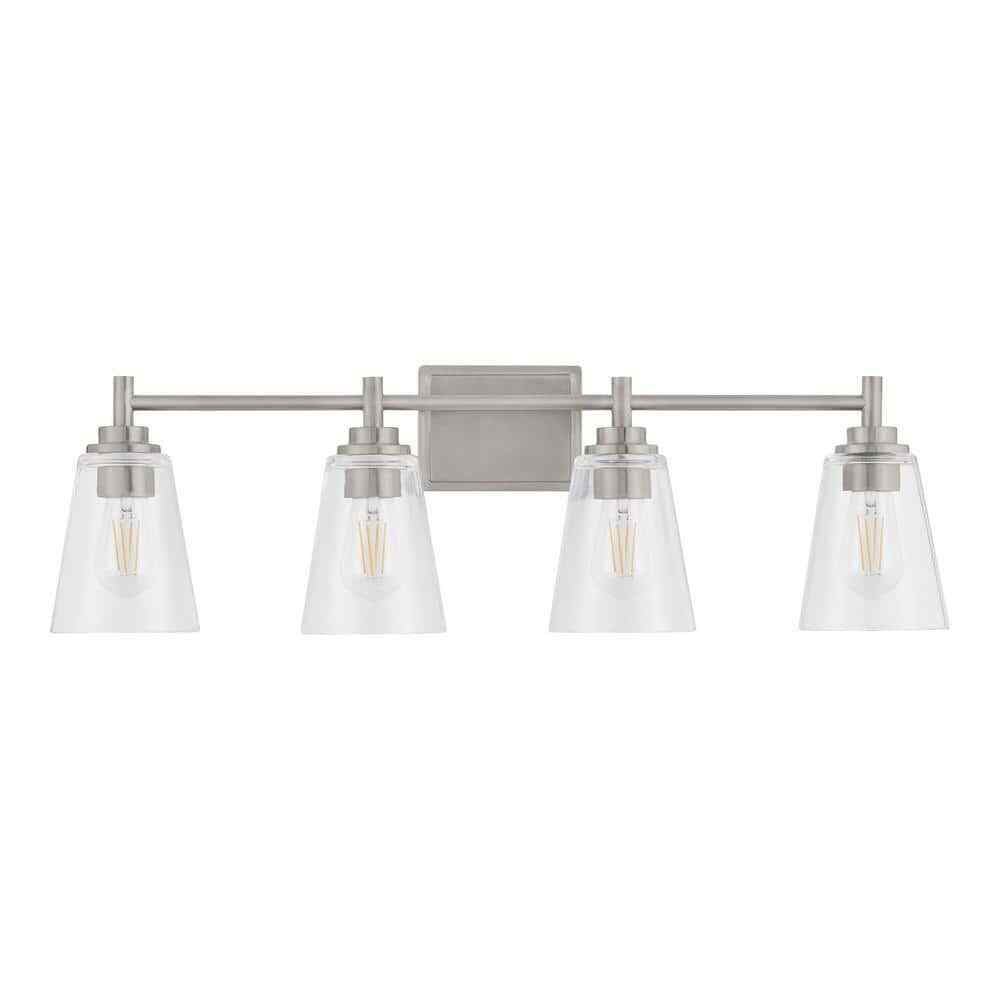 Hampton Bay 31 in. Wakefield 4-Light Brushed Nickel Vanity Light w/ Clear Glass