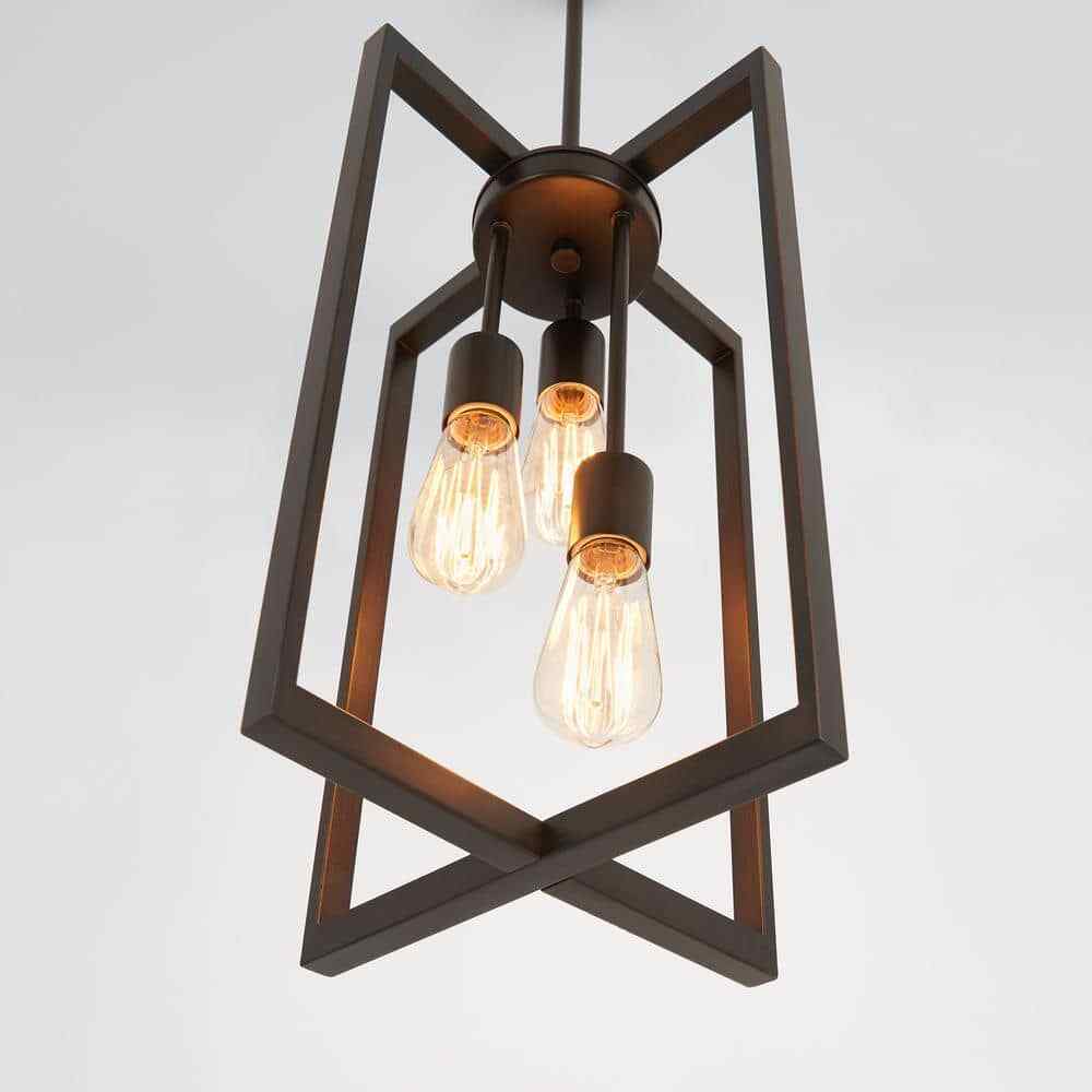 Artika Yale 3-light Black Modern Industrial Caged Hanging Pendant Light