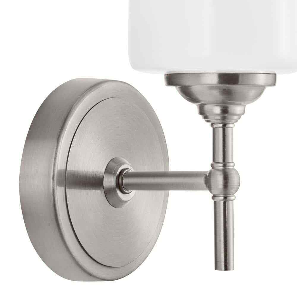 Home Decorators Ayelen 1-Light Brushed Nickel Opal White Glass Wall Sconce