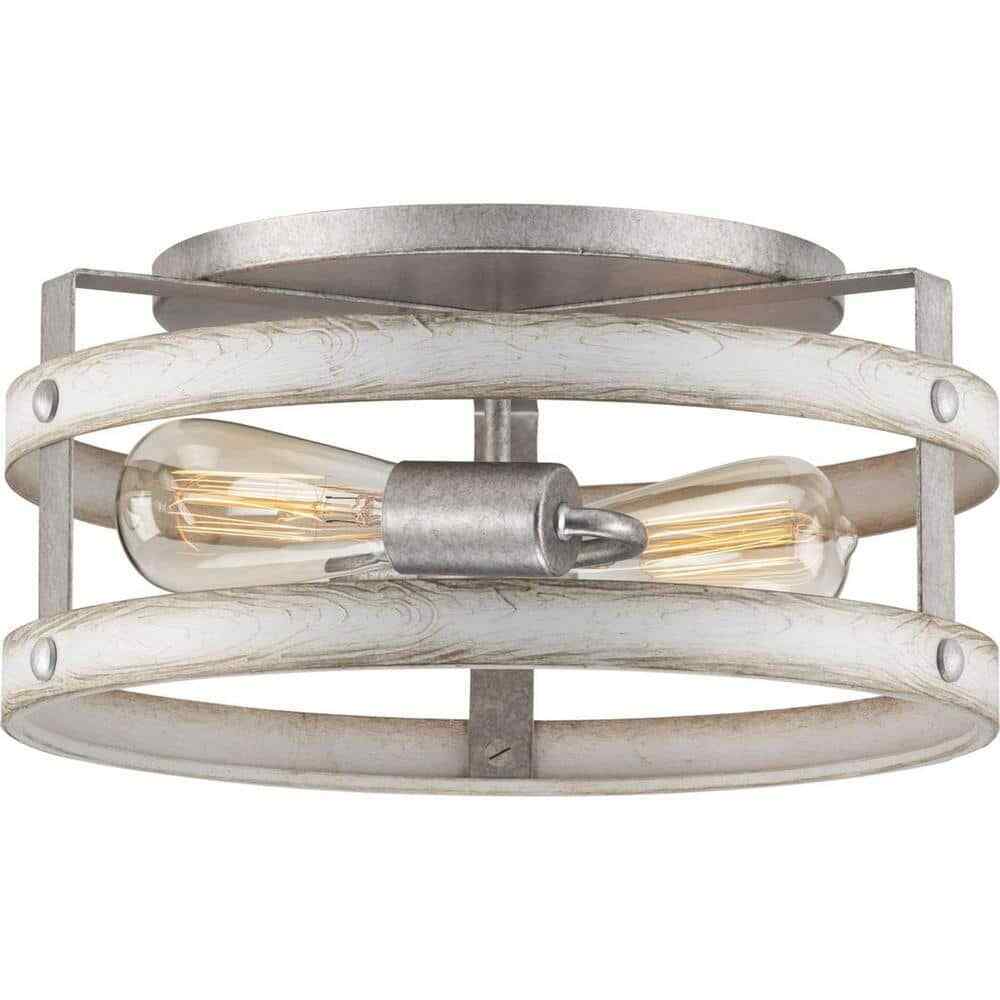 Progress Lighting Gulliver Whitewashed Farmhouse Flush Mount Ceiling Light