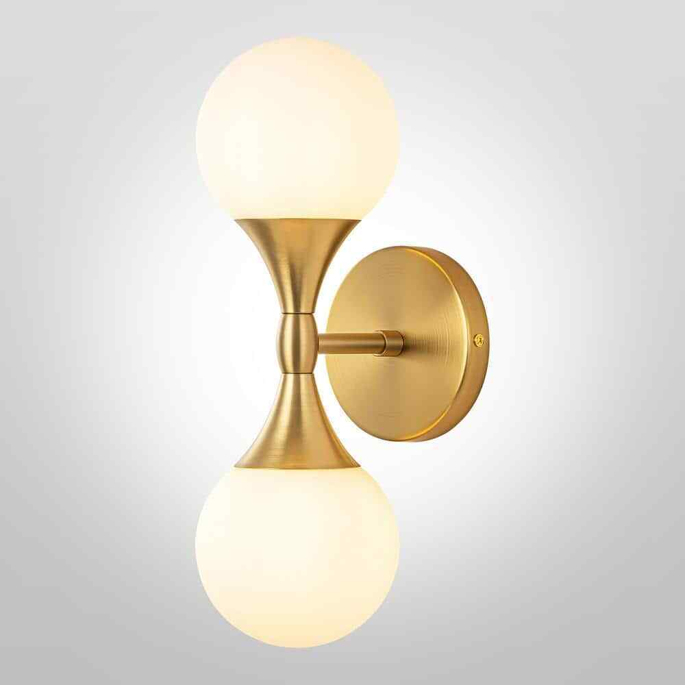 RRTYO North Gold Bubble Modern Up and Down Wall Sconce w/ Opal Glass Globe Shade