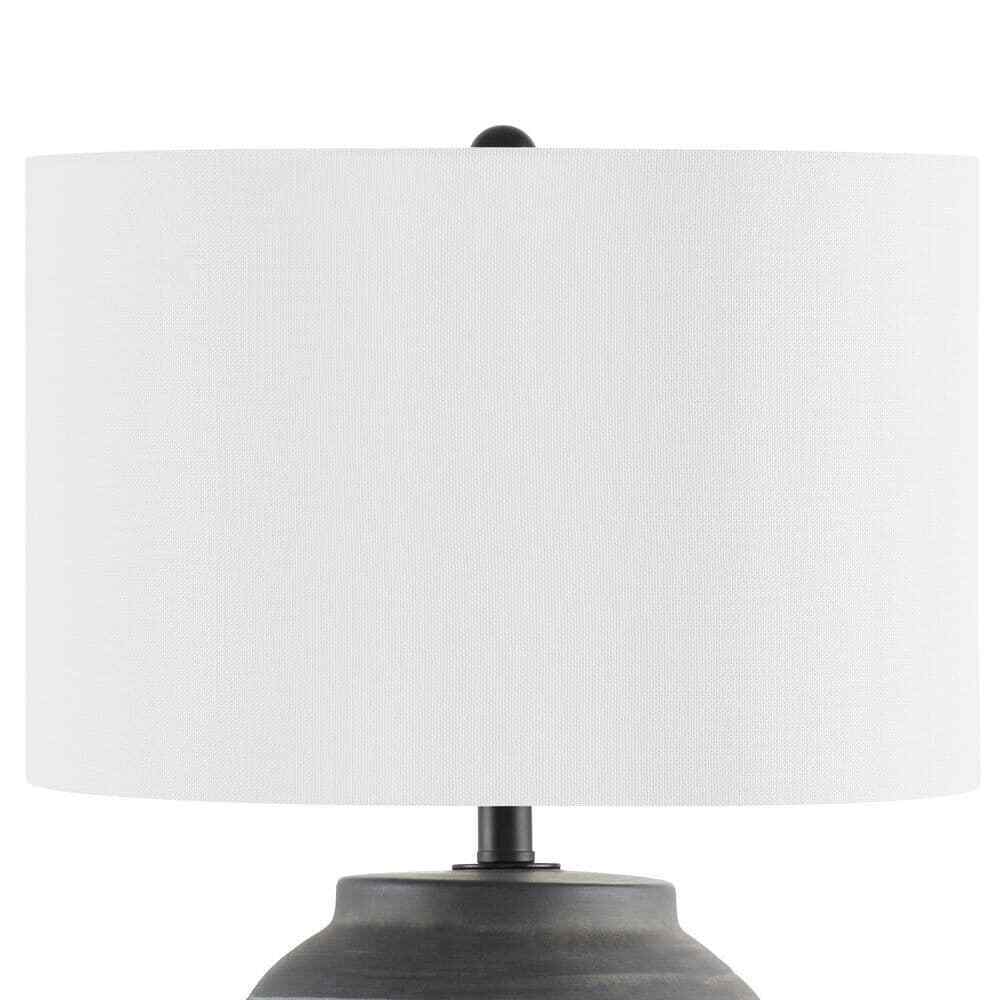 Hampton Bay Hookston Black 18 in. Ceramic Table Lamp with White Fabric Shade