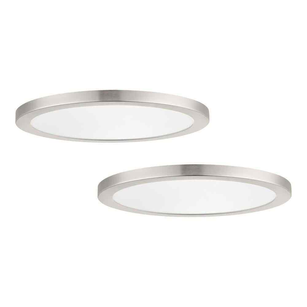 Commercial Electric 19" Ultra-Low Profile LED Flush Mount Brushed Nickel 2-Pack