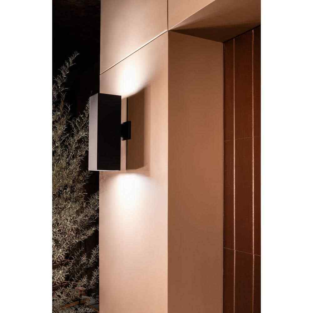 Progress Lighting Square 6 in. Black Modern Outdoor Wall Lantern Up-Down Light