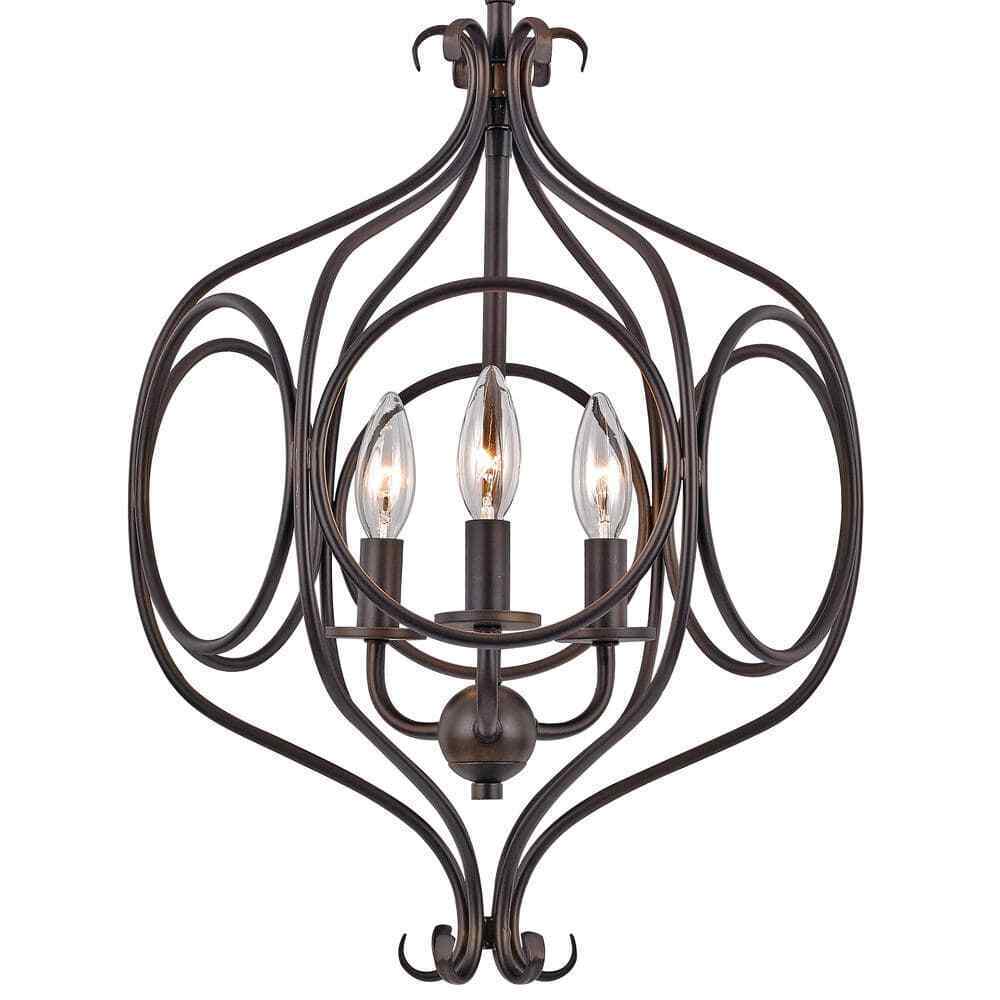 Bel Air Lighting 3-Light Rubbed Oil Bronze Pendant with Metal Shade