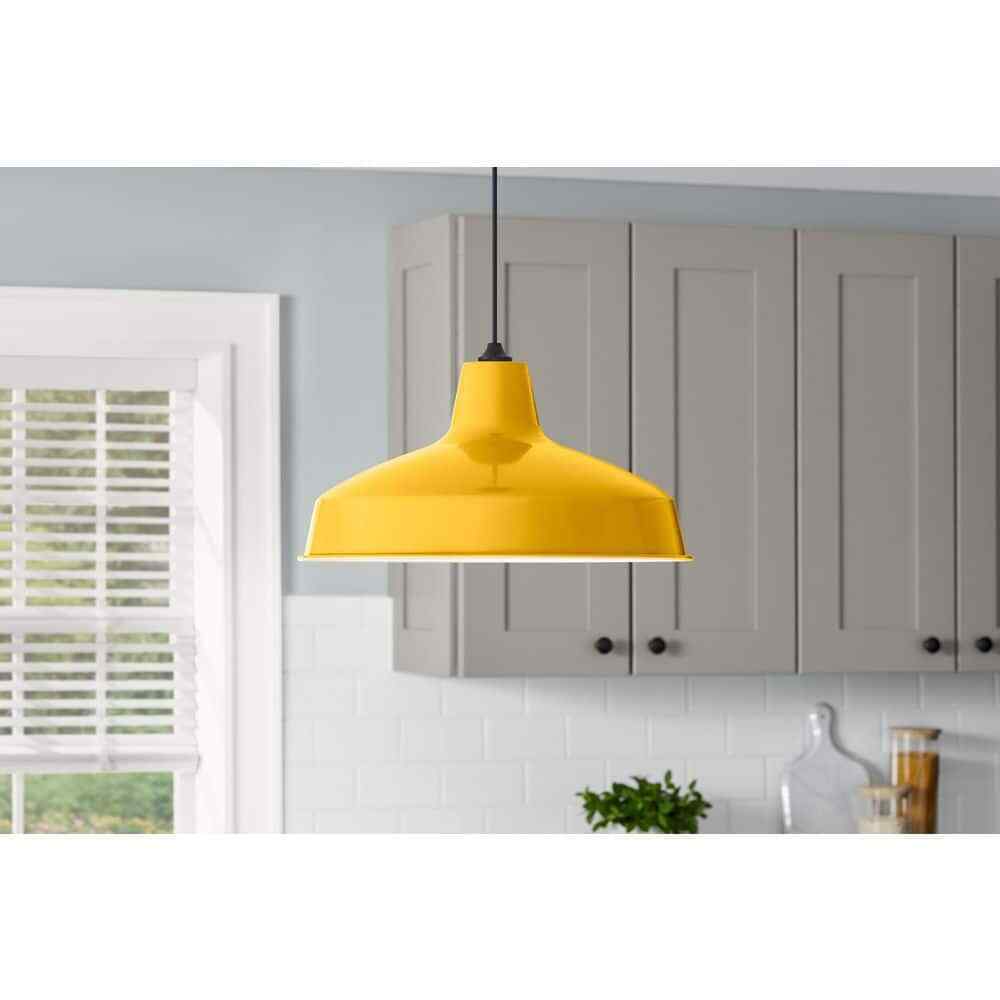 Hampton Bay 1-Light Yellow Warehouse Pendant Light with Metal Shade AF-1032R/YL