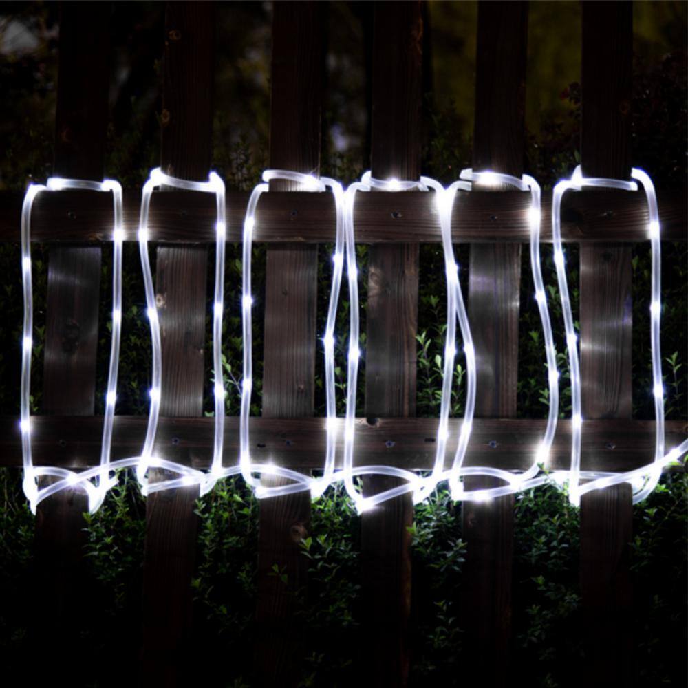 GIGALUMI Outdoor 35.7 ft. Solar Powered Cool White LED Rope Light 2-Pack