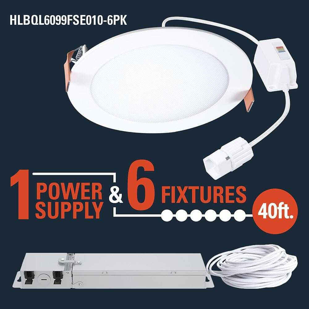 HALO QuickLink 6" 900 Lumens Integrated LED Recessed Downlight Trim, White 6-PK