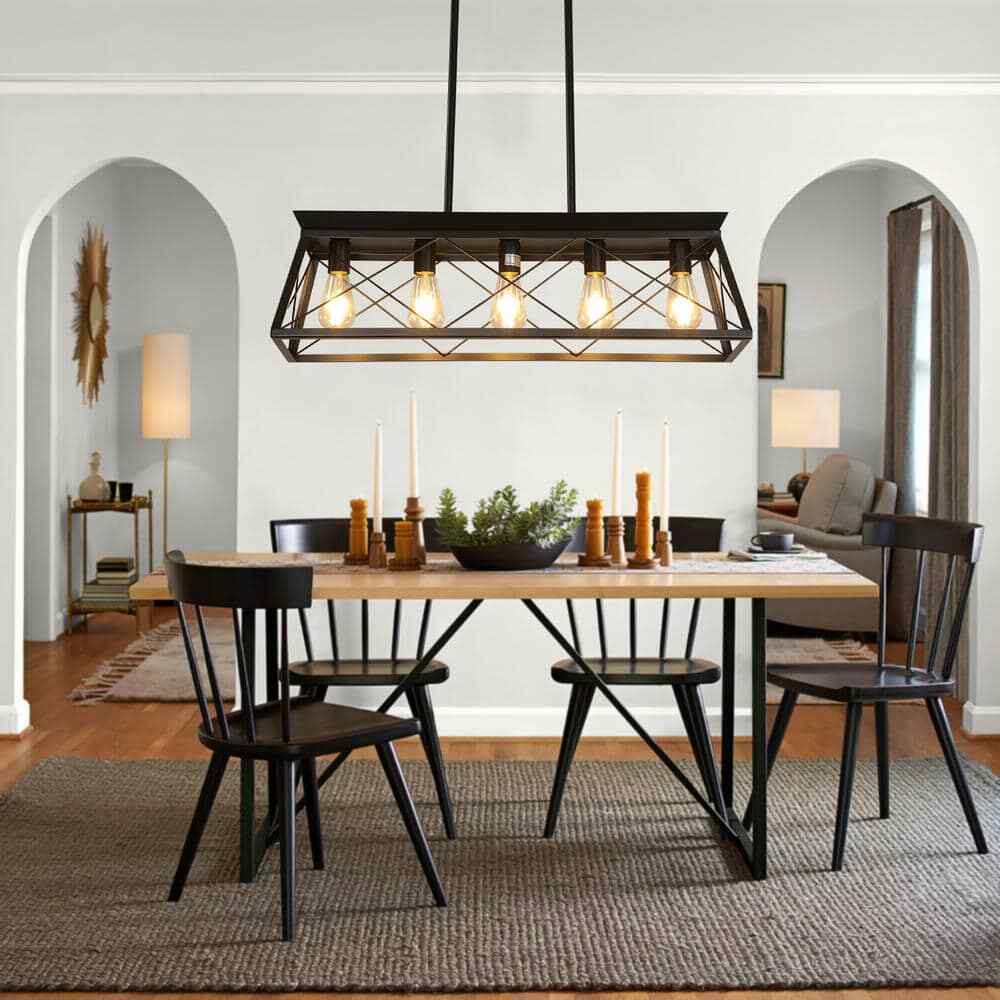 Sunpez Black Rustic Chandelier Modern Hanging Farmhouse Pendant Light Fixture