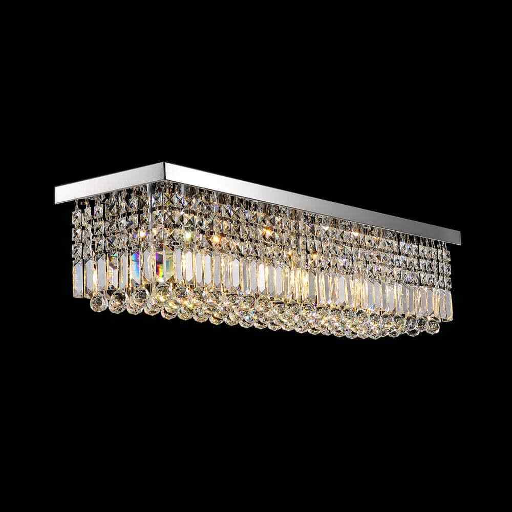SILJOY 40 in. Modern 8-Light Rectangle Crystal Chandelier Ceiling Light Fixture