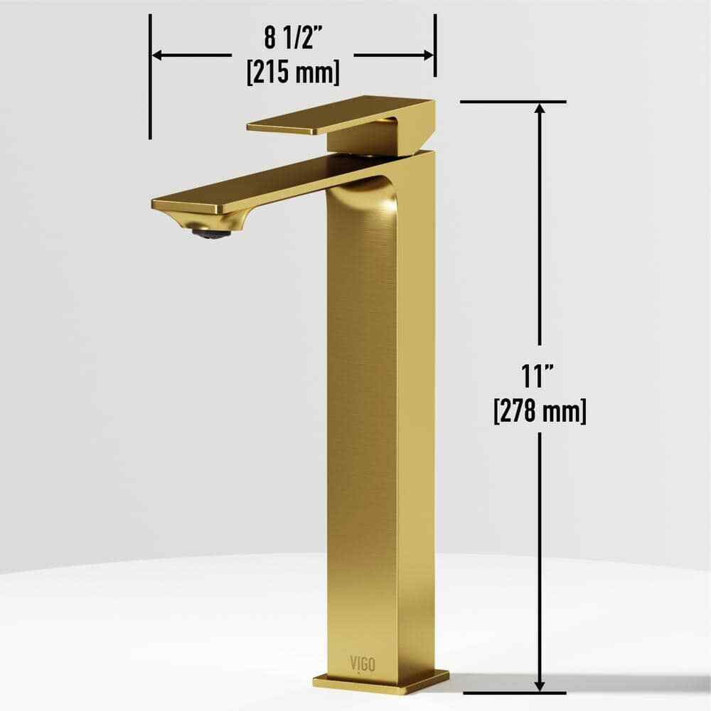 VIGO Dunn Single Handle Single-Hole Bathroom Vessel Faucet in Matte Brushed Gold