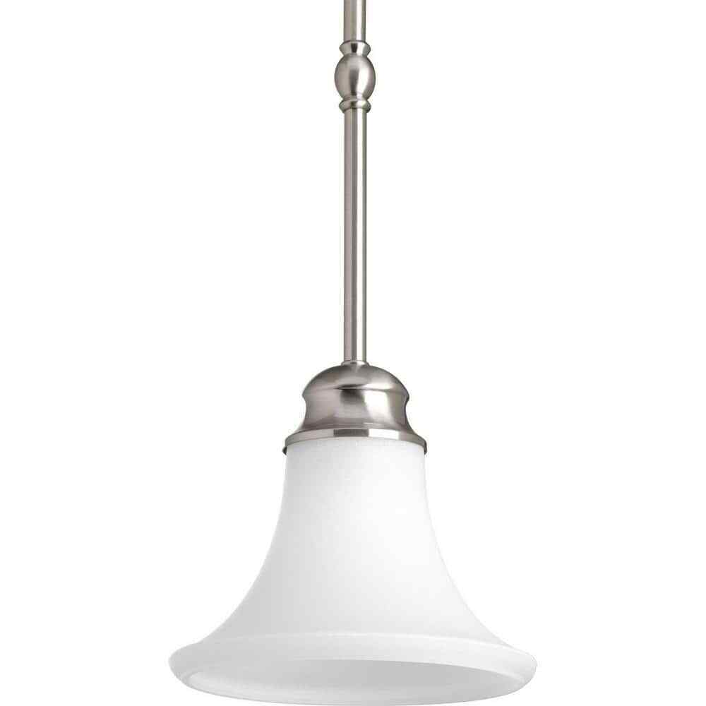 Progress Lighting Applause Brushed Mini Pendant with Etched Parchment Glass