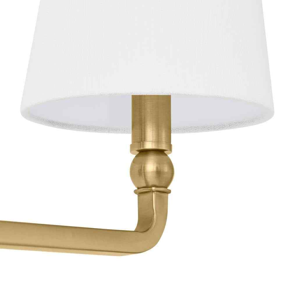 Hampton Bay Canterwood Brass Bathroom Vanity Light Fixture w/ Fabric Shades