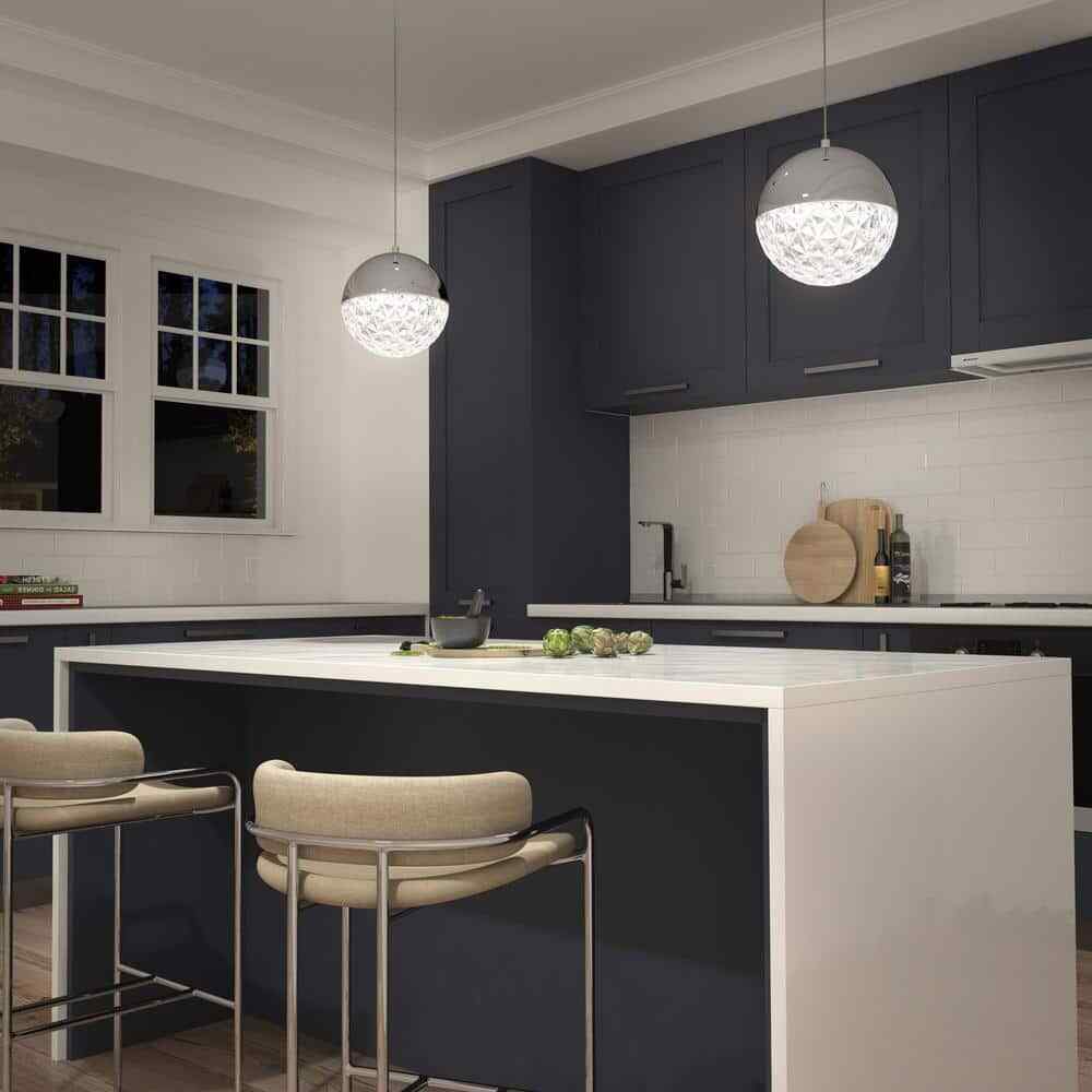 Artika Carat Ball 15-Watt Chrome LED Mini Pendant Light Fixture Kitchen Island