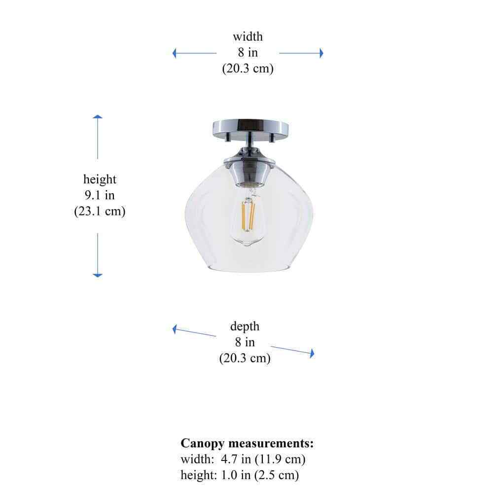 STANFORD LIGHTING Ancona 1-Light Chrome Semi-Flush Mount with Clear Glass