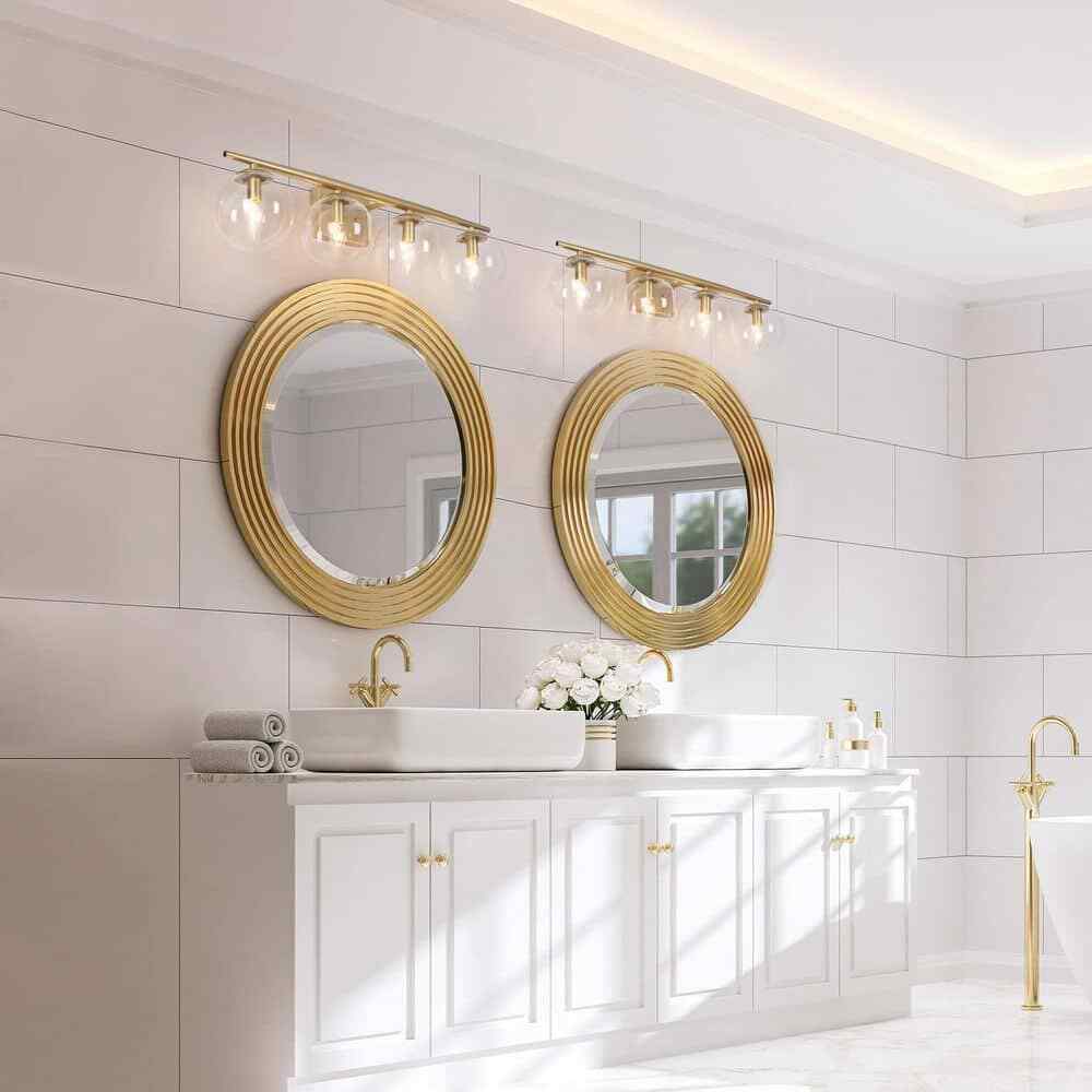 Uolfin Modern Gold Bathroom Vanity 30 in. 4-Light Farmhouse Linear Wall Sconce