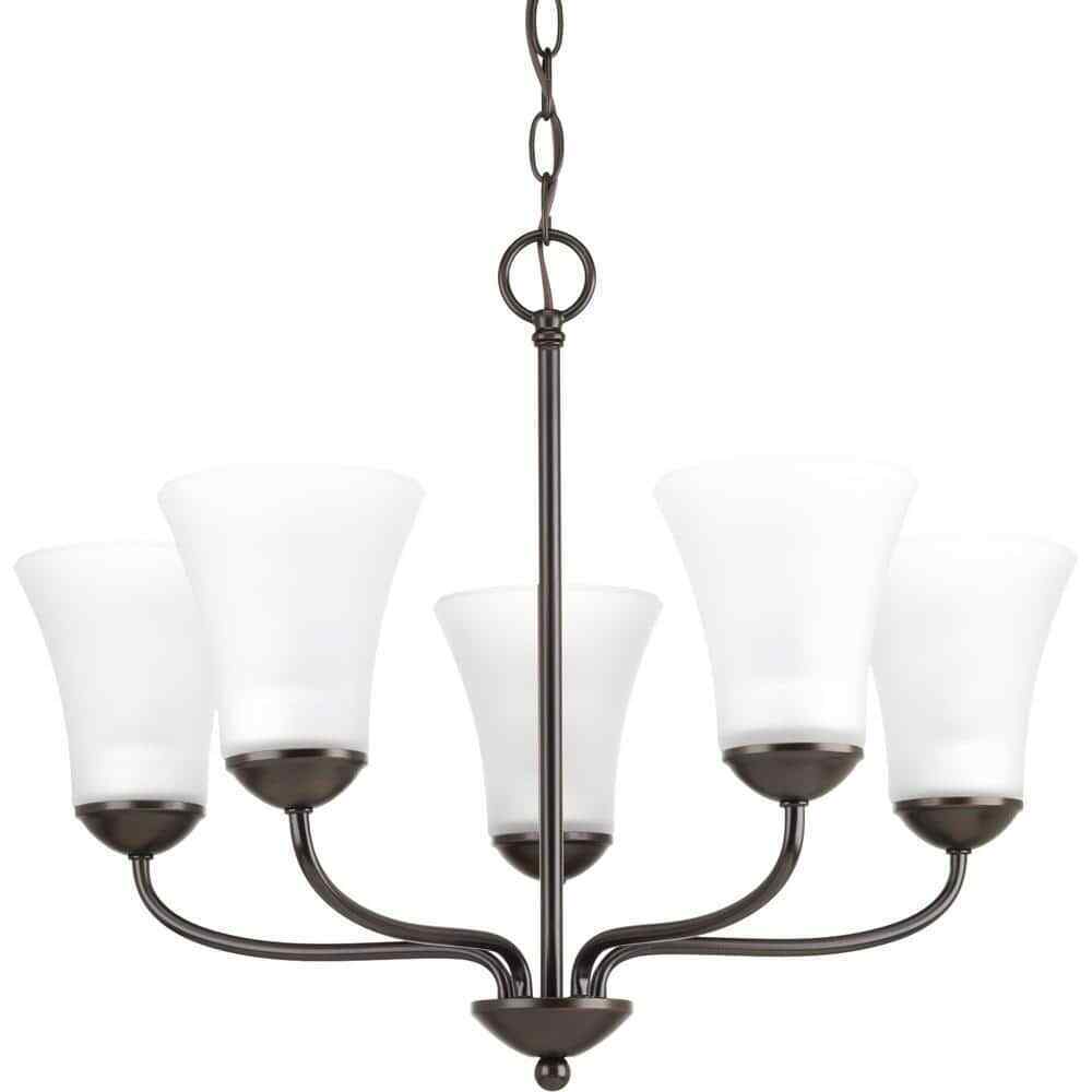 Progress Lighting 5-Light Antique Bronze Etched Glass Traditional Chandelier