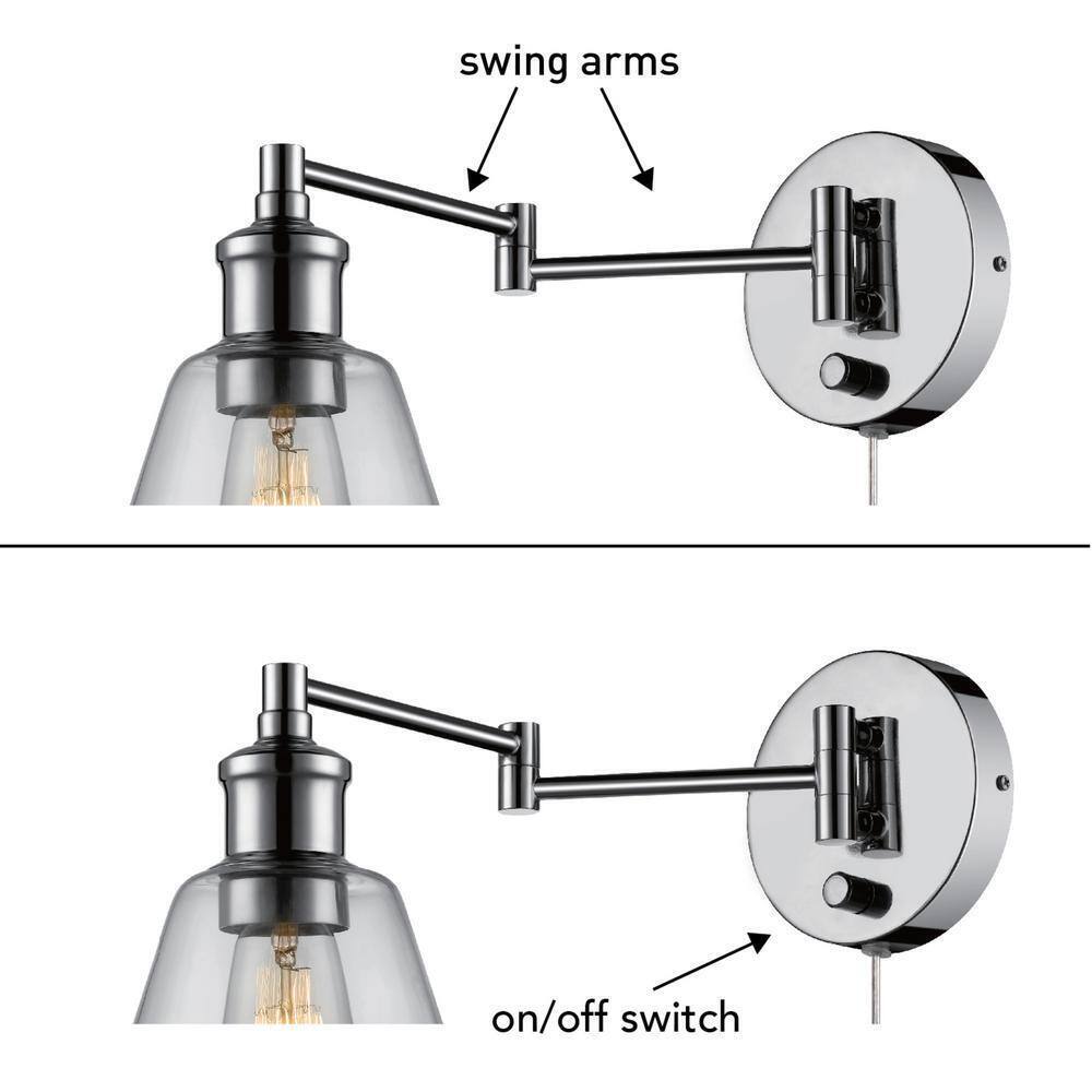 Globe Electric LeClair 1-Light Chrome Swing Arm Wall Sconce 65704