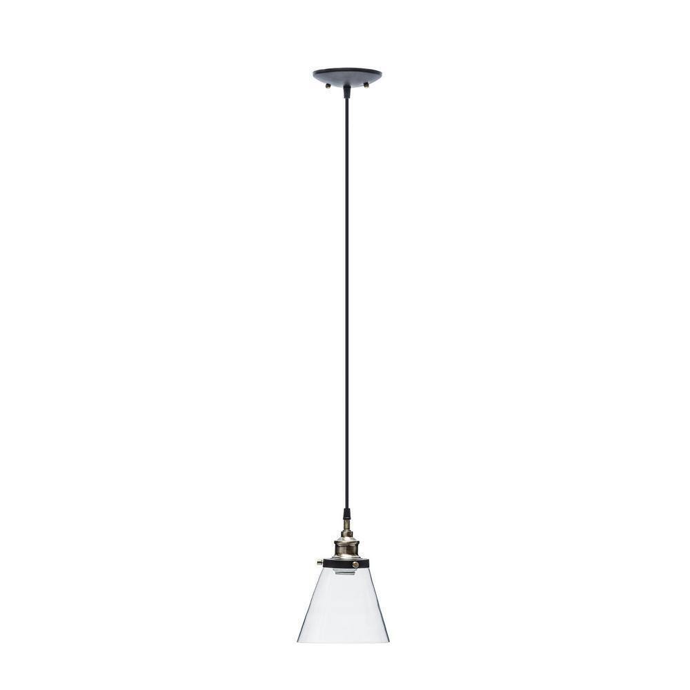 Globe Electric Jackson 1-Light Antique Brass + Bronze Pendant With Fabric Cord