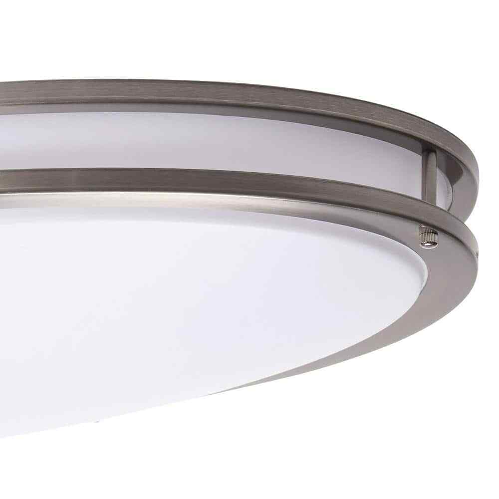 Hampton Bay 32 in. Oval 1-Light Brushed Nickel Dimmable LED Flush Mount