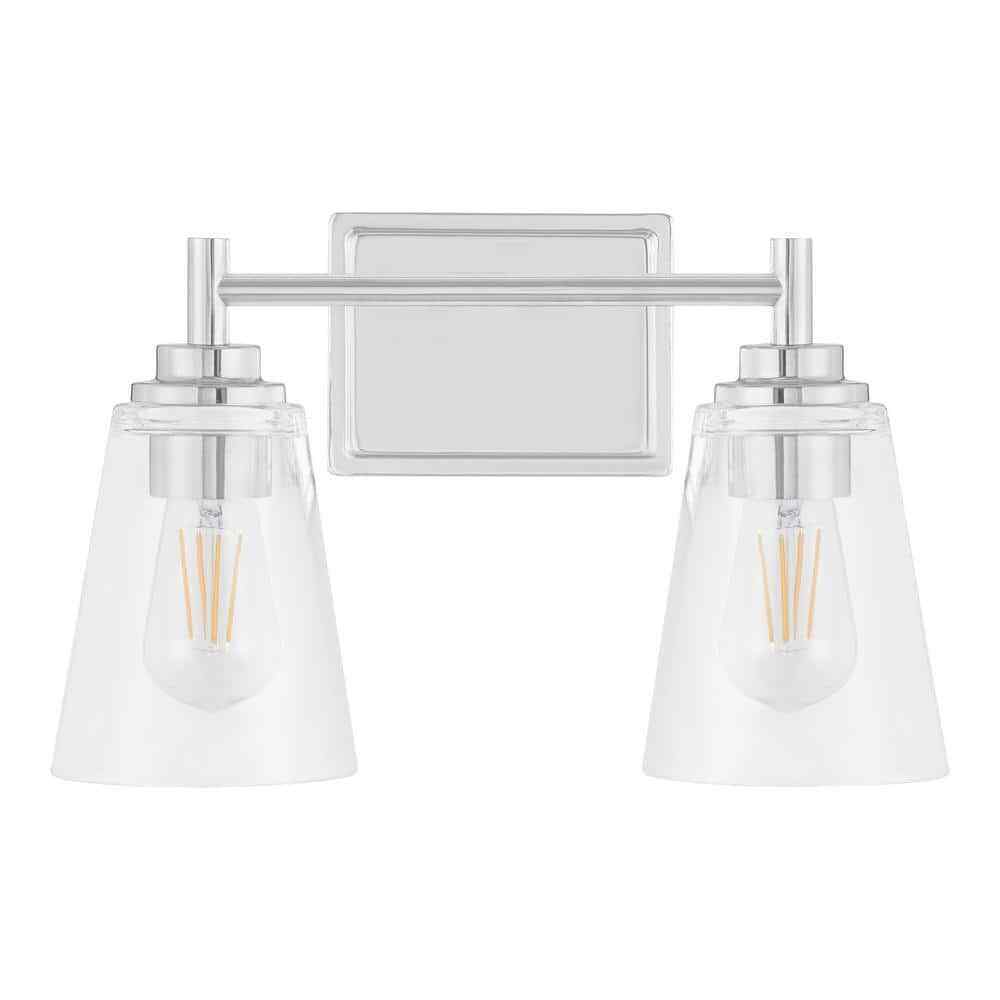 Hampton Bay Wakefield 15 in. 2-Light Chrome Modern Vanity Light