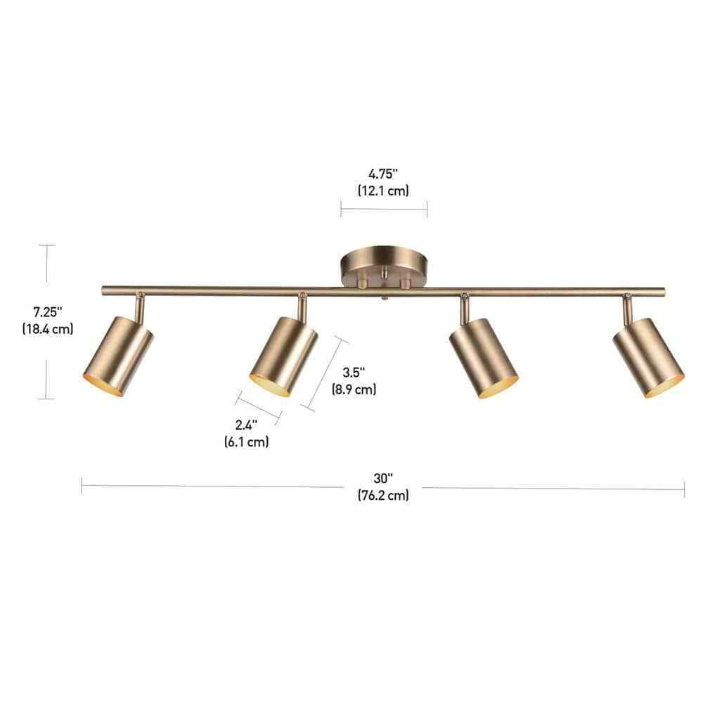 Globe Electric Pratt 30 in. 4-Light Matte Brass Track Lighting 59822