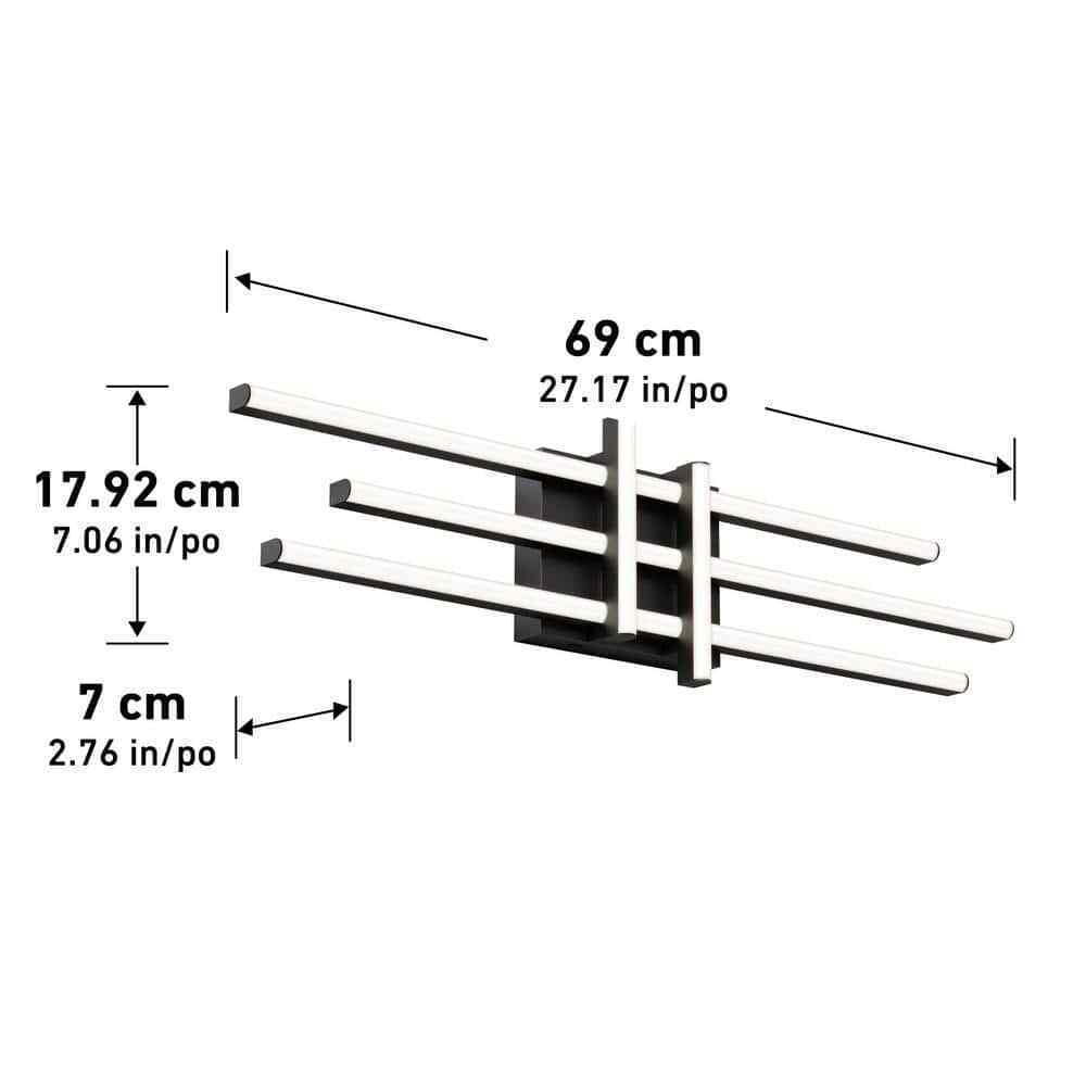 Artika Grid 27 in. Light Matte Black LED 3 CCT Vanity Light Bar for Bathroom