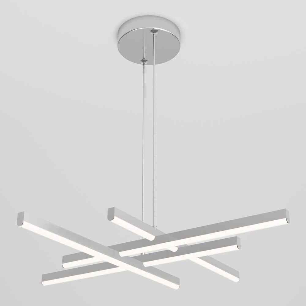 Artika Grid 30-Watt 1 Light Chrome Modern 3 CCT Integrated LED Pendant Fixture