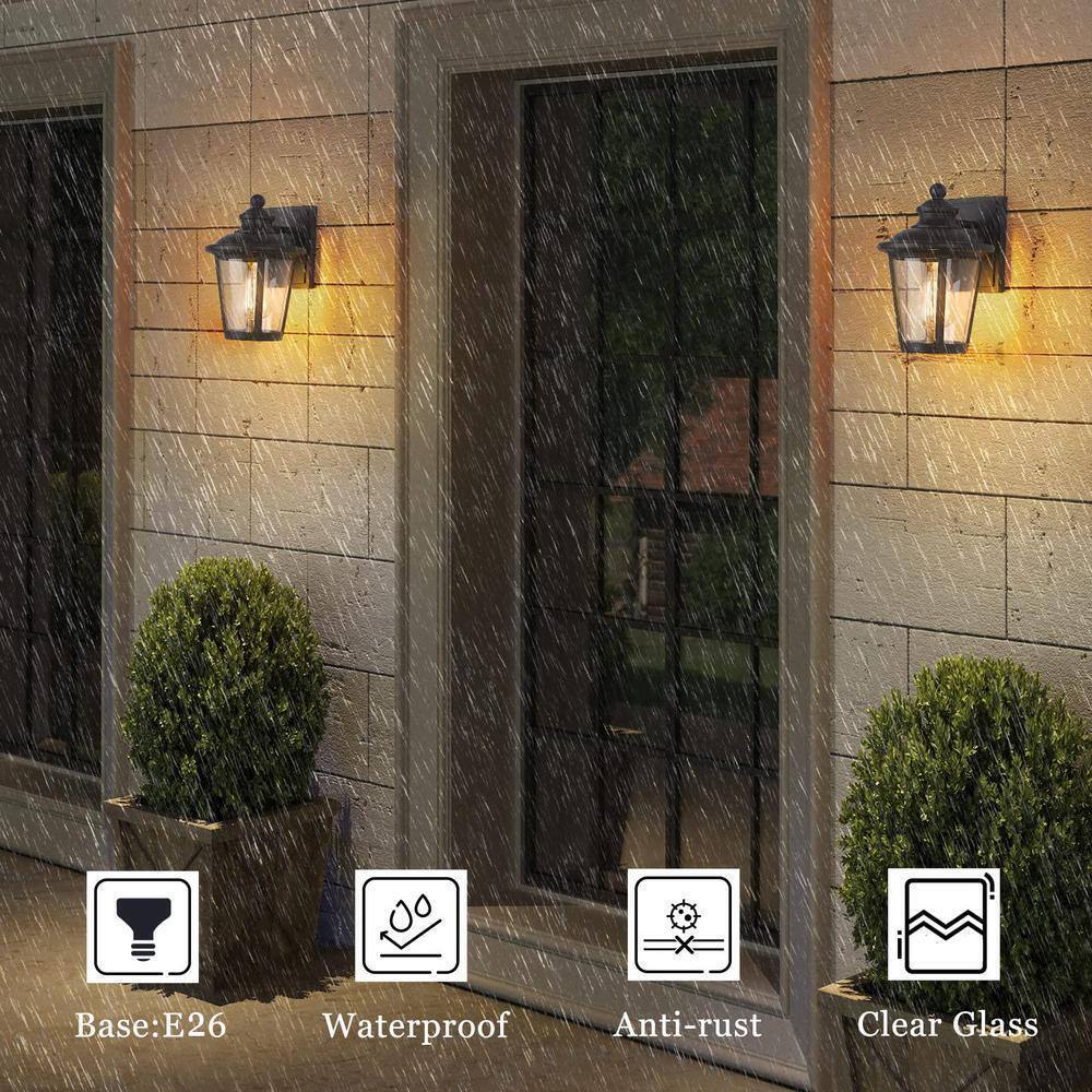 JAZAVA Black Aluminum Outdoor Hardwired Outdoor Lighting Fixture Wall Sconce