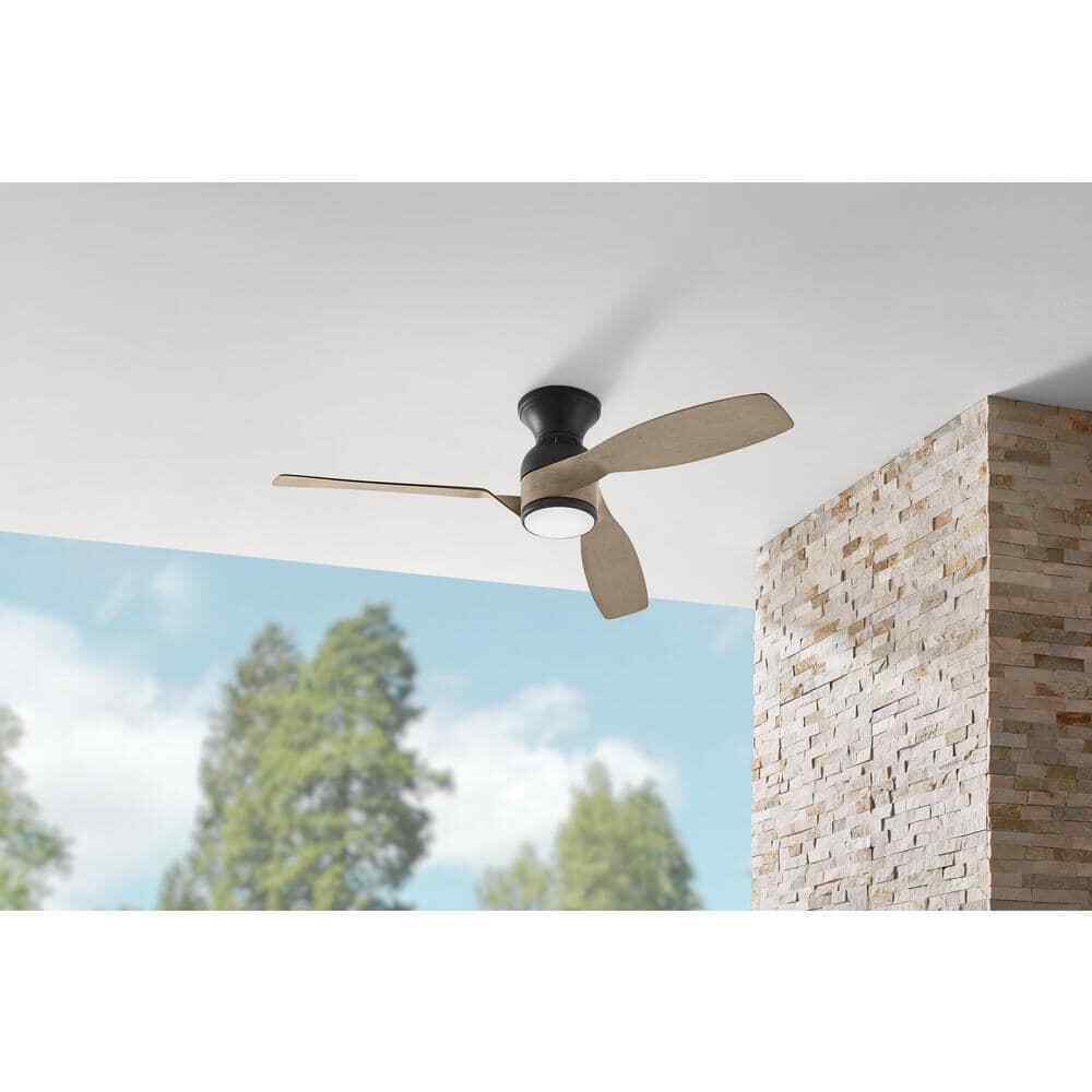 Hampton Bay Halwin 52 in. CCT LED Indoor/Outdoor Matte Black Ceiling Fan