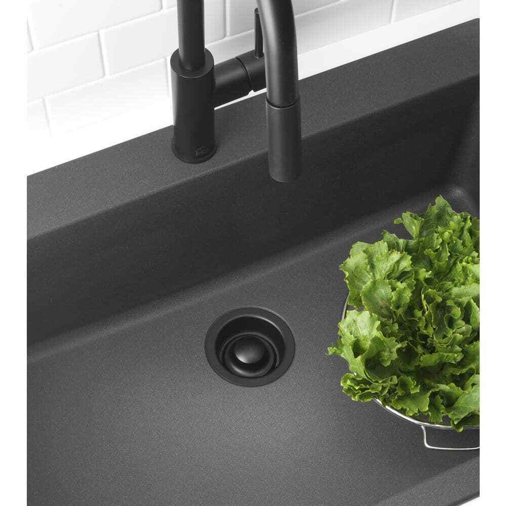 Glacier Bay Garbage Disposal Rim+Stopper, Stainless steel w/ matte black finish