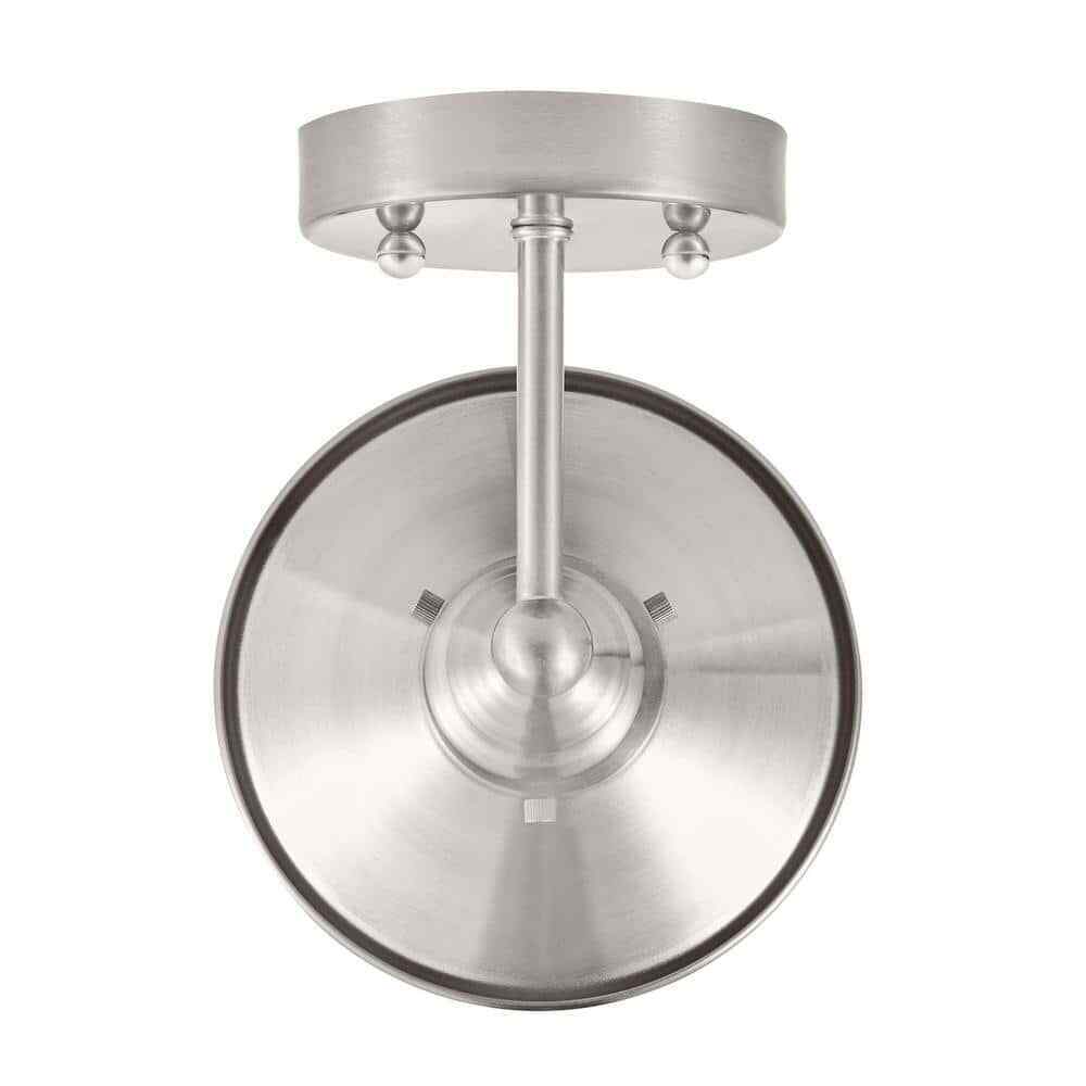 Hampton Bay Glenhurst 1-Light Brushed Nickel Indoor Wall Sconce w/ Metal Shade