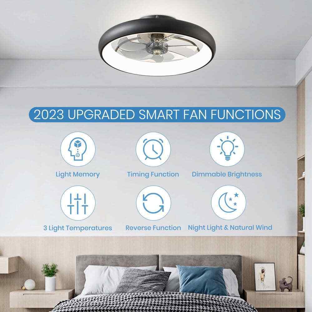 ANTOINE 20 in. Integrated LED Indoor Black Flush Mount Dimmable Ceiling Fan