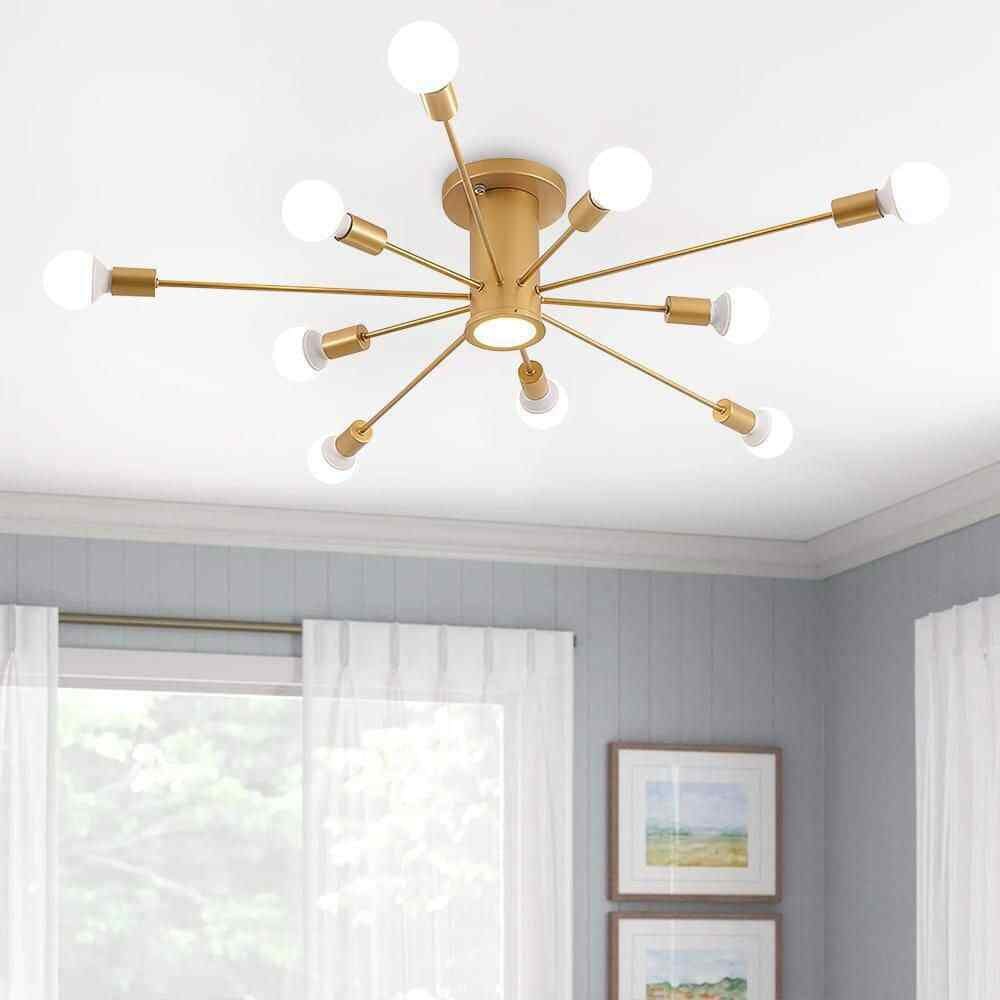 RRTYO Wingard 39.37in. 10-Light Gold Sputnik Ceiling Light Semi-Flush Mount