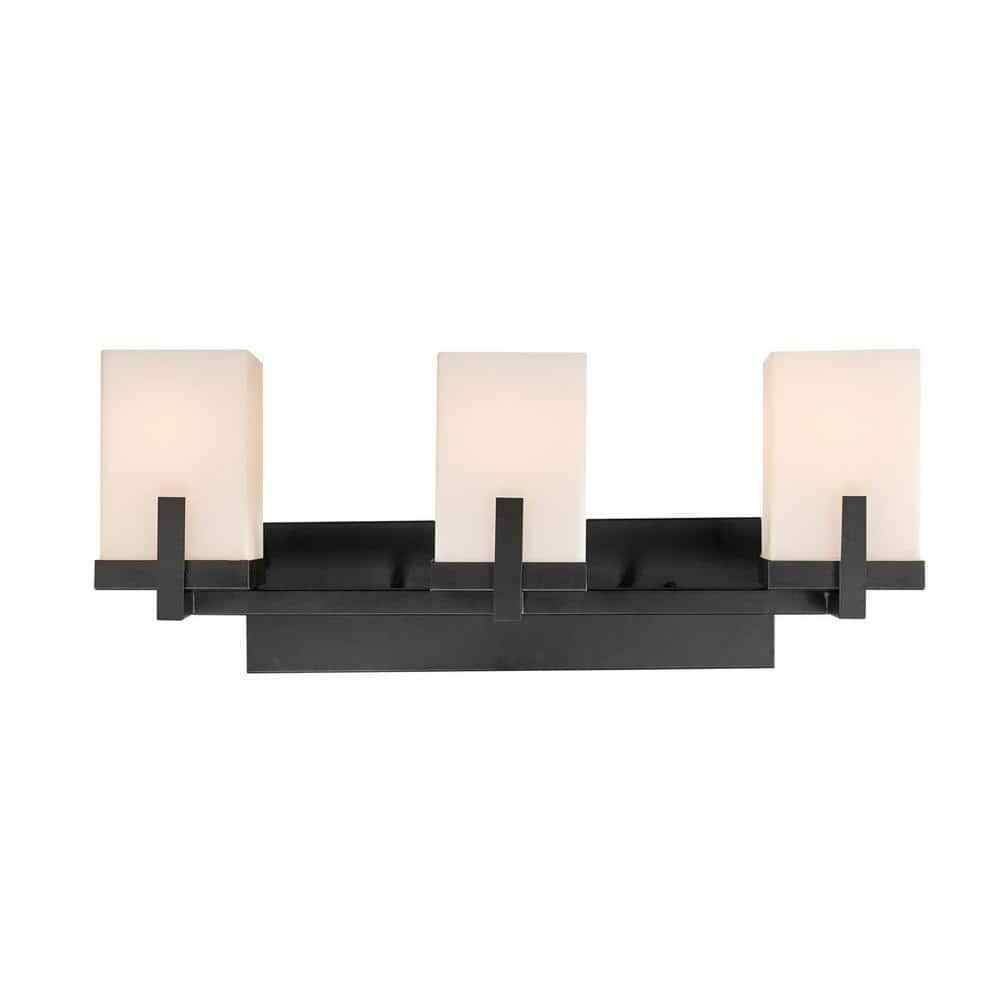 Globe Electric Helena 3-Light Dark Bronze Vanity Light w/ Frosted Glass Shades