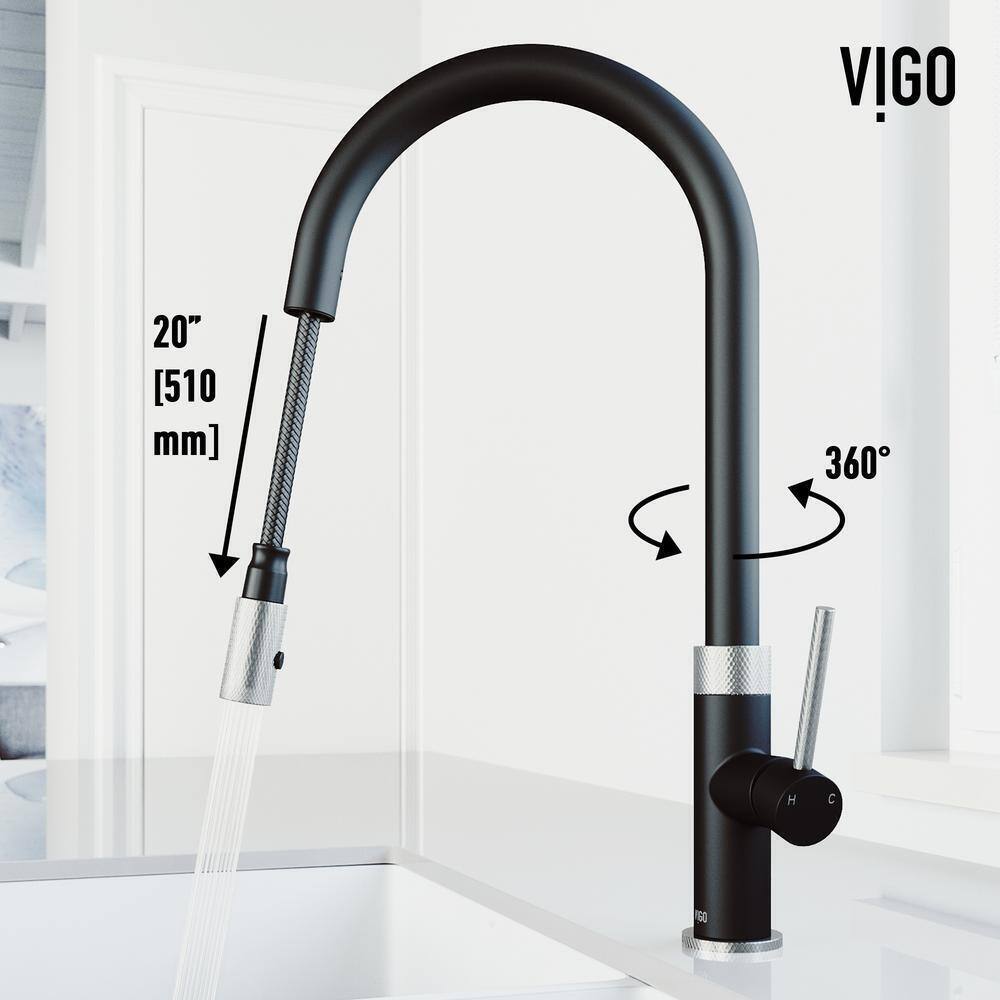 VIGO Bristol Pull-Down Sprayer Kitchen Faucet in Stainless and Black