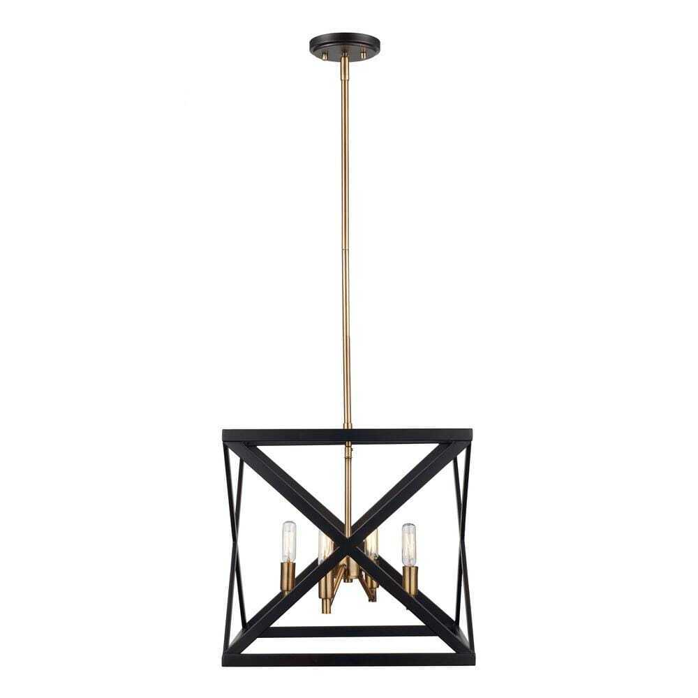 Bel Air Lighting Ackerman 4-Light Oil Rubbed Bronze Antique Brass Pendant Light