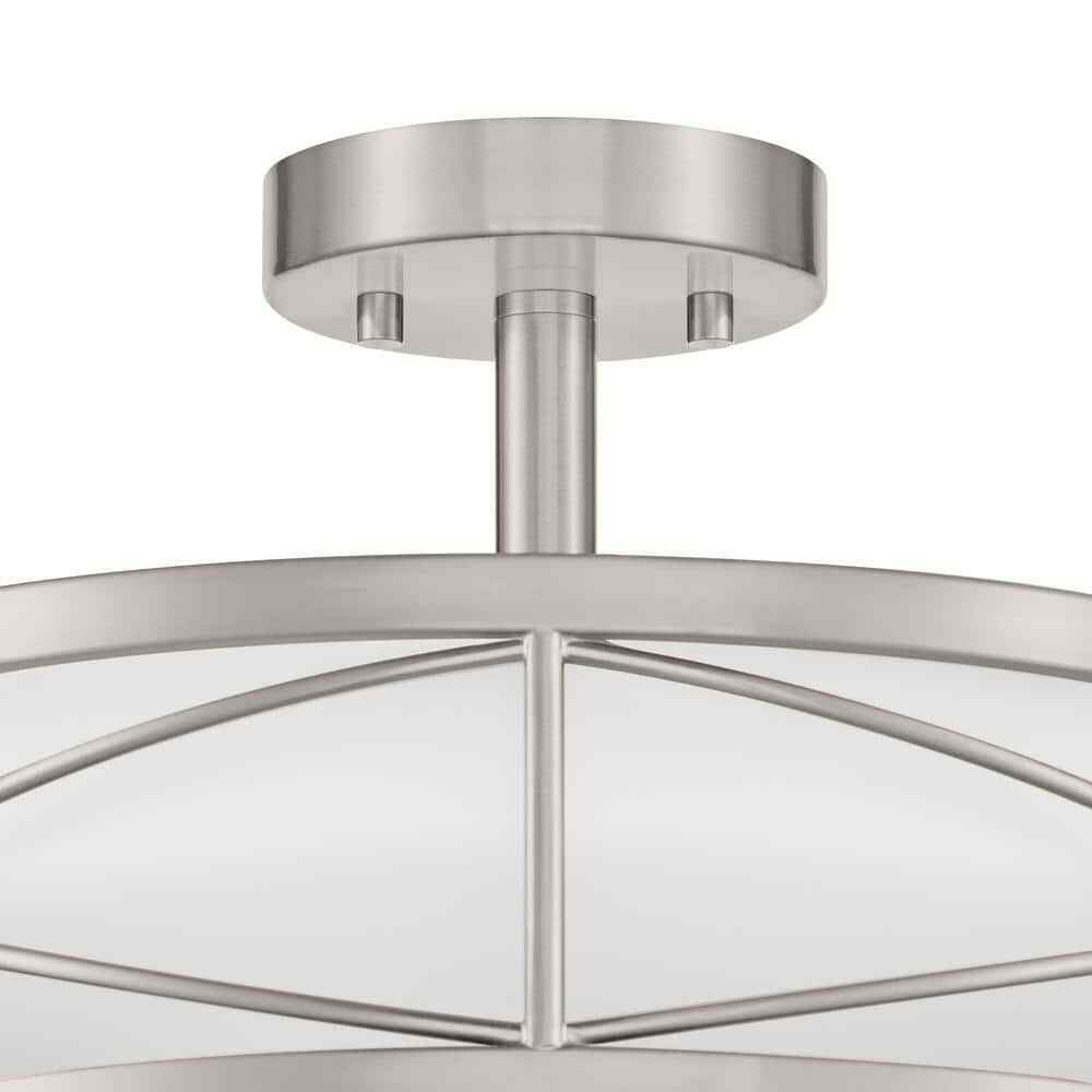 Home Decorators Thayer 8.5 in. Satin Nickel Semi Flush Mount, Ceiling Light