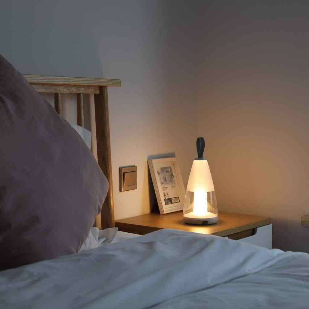 LUTEC 11.5 in. White Outdoor Portable Table Lamp 8500102331