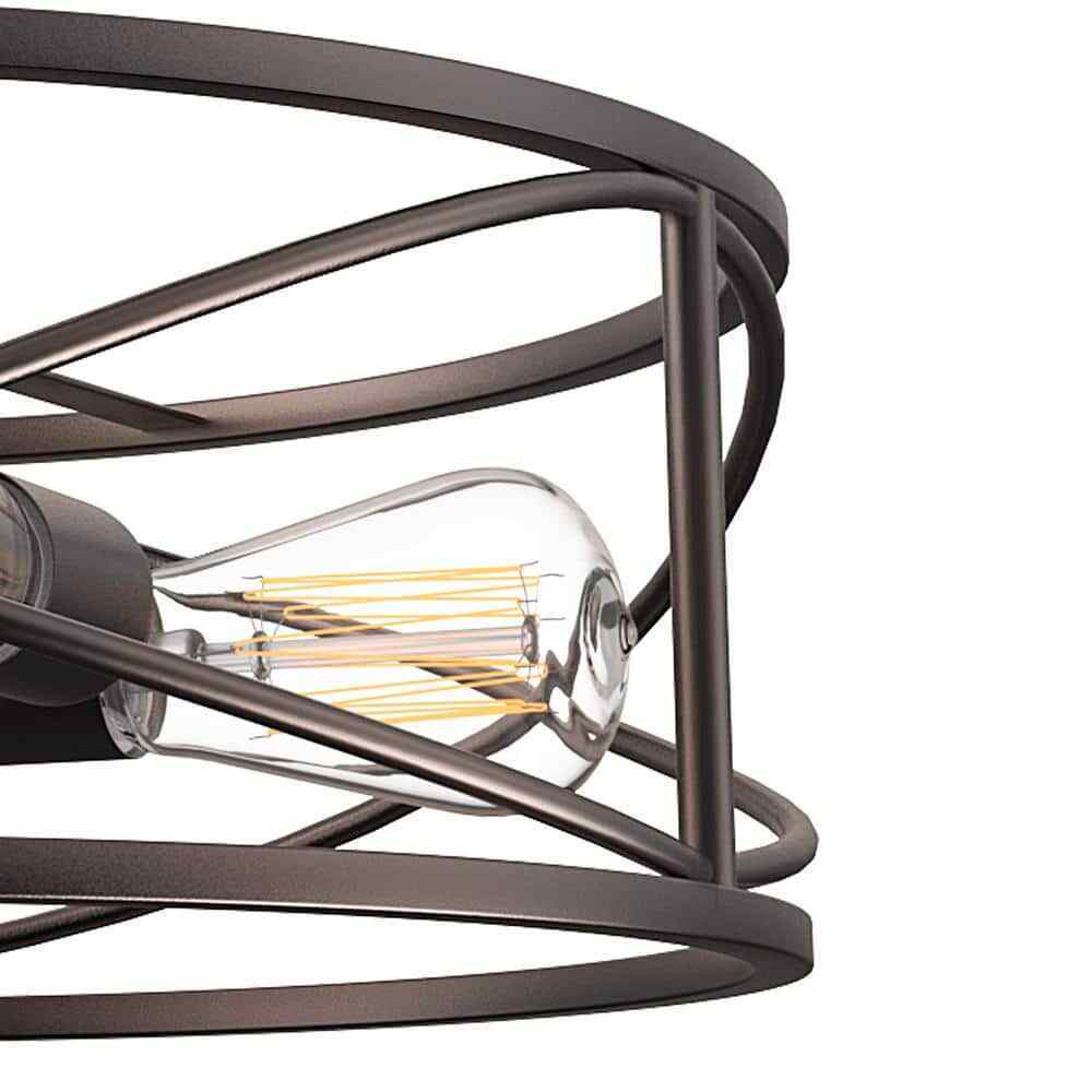Cedar Hill 17 in. 4-Light Bronze Caged Drum Semi-Flush Mount 412606