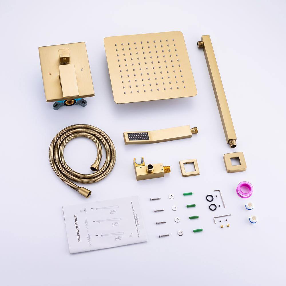 rainlex 10 in. Shower Head High Pressure Shower Faucet Gold Color Valve Included